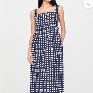 NWOT Marie Oliver Elsey Navy and White Checkered Maxi Dress